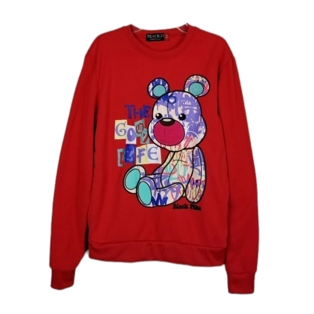 Track23 Graffiti Bear The Good Life Sweatshirt Crew Red Adult Size Small Graphic